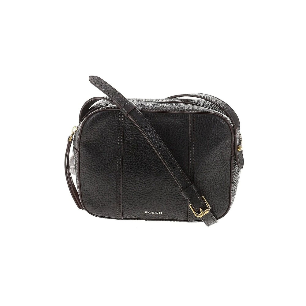 Fossil Gemma Black Camera Bag Pebbled Leather Crossbody